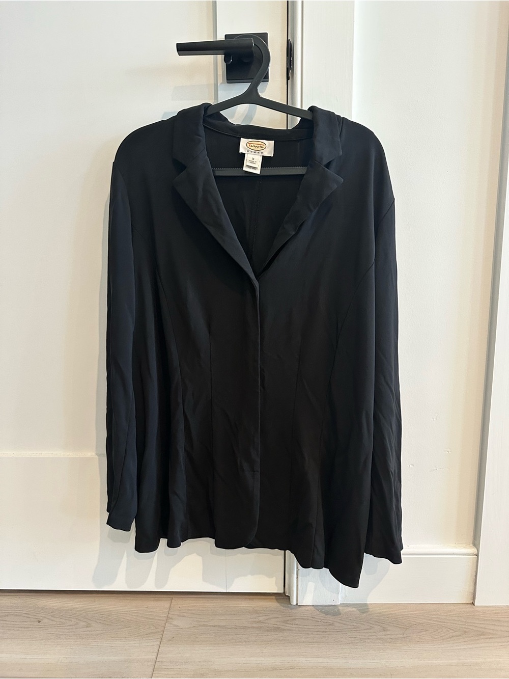 Talbots Black Button-Down Draped Blouse